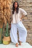 Annie Cushion Cotton Barrel Culotte Pant White